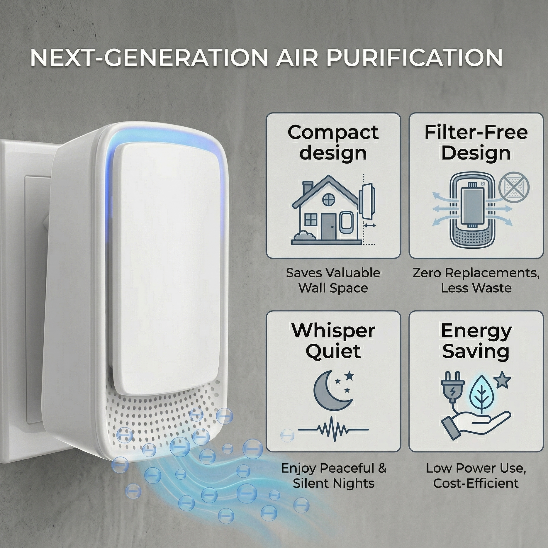 AusAirflow next-generation air purification: compact, filter-free, whisper quiet, energy saving