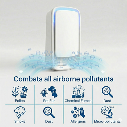 AusAirflow ion air purifier combats airborne pollutants including pollen, pet fur, dust and smoke
