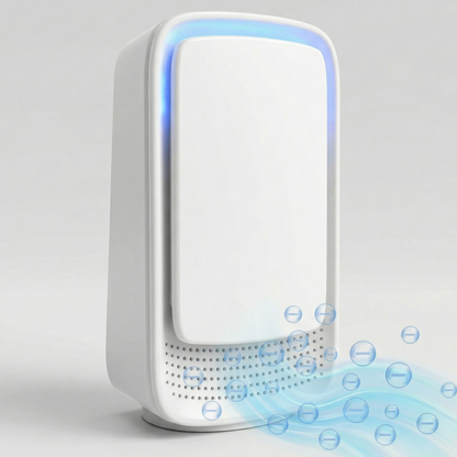 AusAirflow Plug-In Ion Air Purifier front view with blue LED and ion airflow